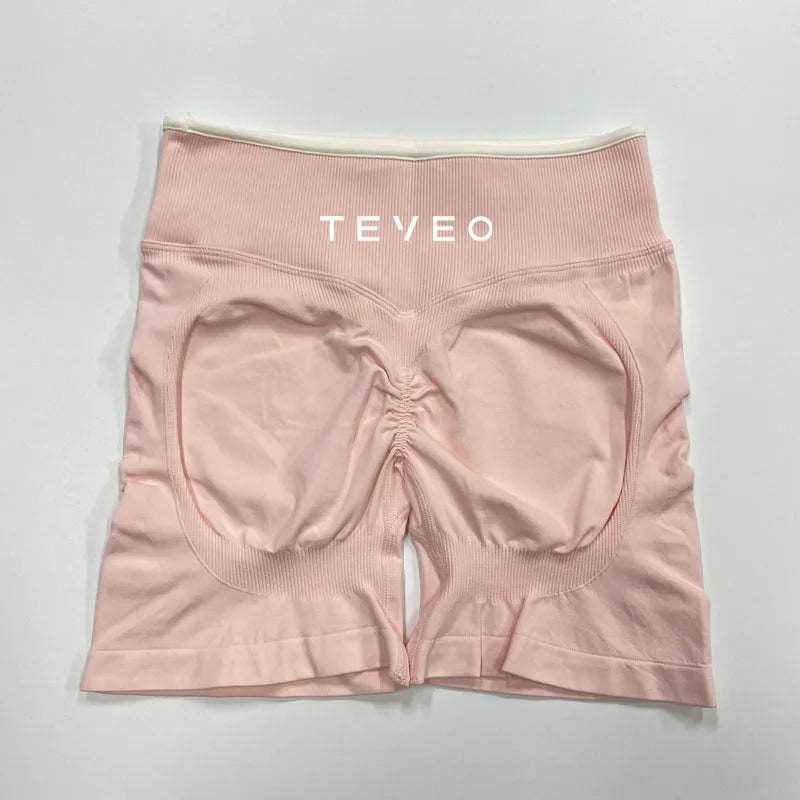 Conjunto de sutiã de ioga curto com elástico para ciclismo e fitness feminino.