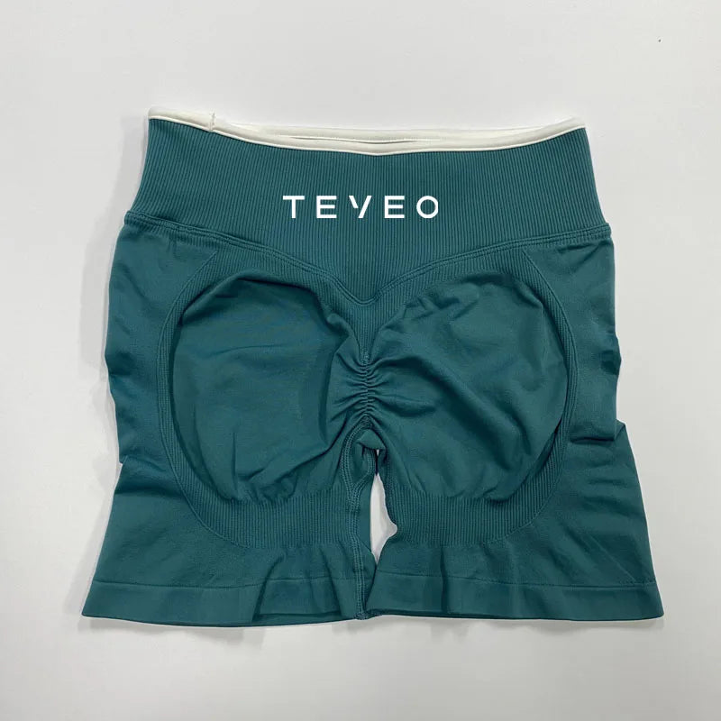 Conjunto de sutiã de ioga curto com elástico para ciclismo e fitness feminino.